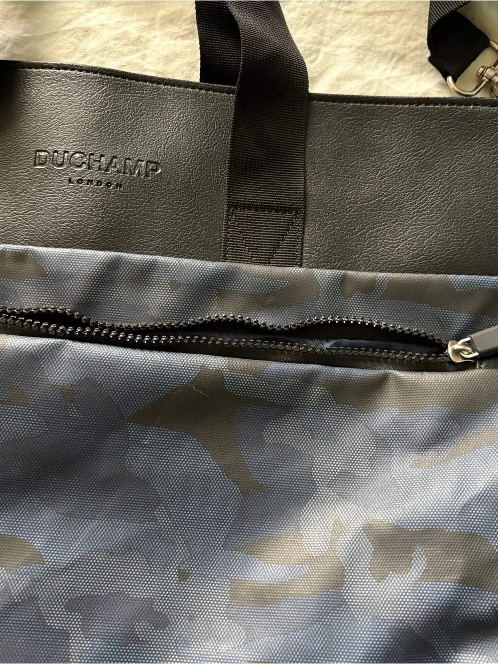 Duchamp London Blue Camo Tote Travel Bag Laptop Water Resistant Trolley Sleeve